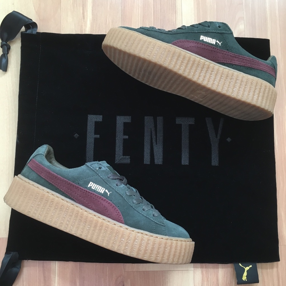 authentic green bourdeux puma fenty creepers shoes